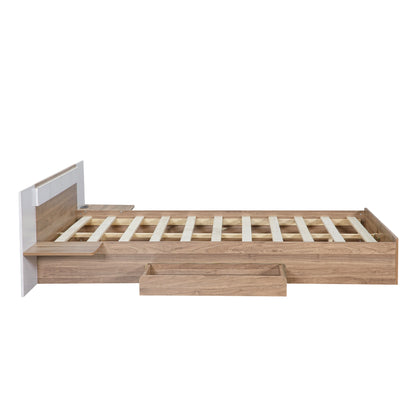 Queen Platform Bed with USB Ports Natural