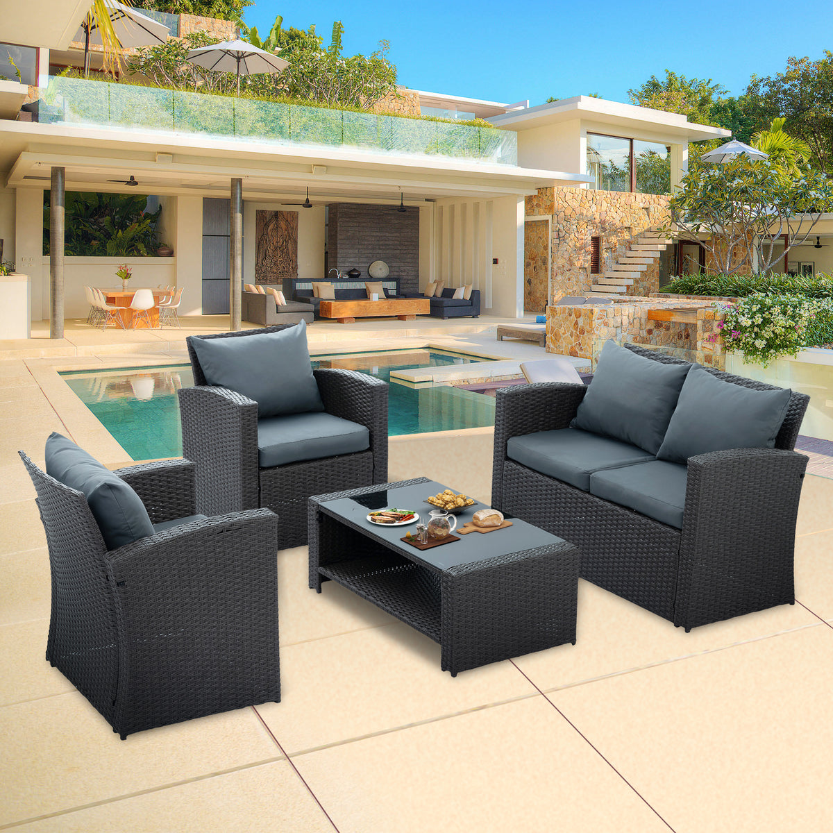 Outdoor Patio Furniture Set Gray