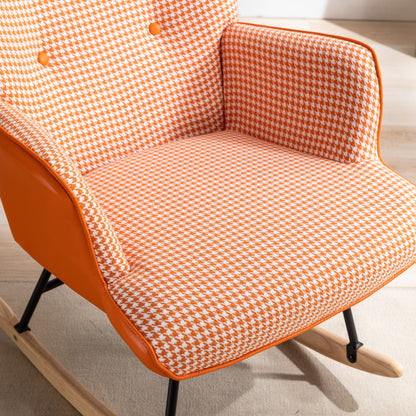 Houndstooth Rocking Chair – Orange Fabric