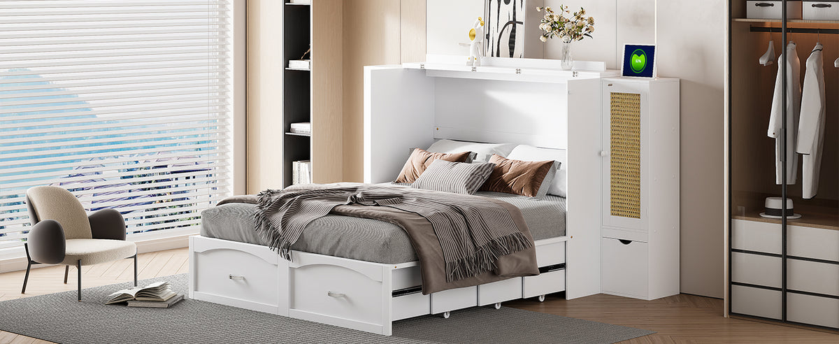 Murphy Wall Bed with Drawers White Finish