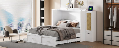 Murphy Wall Bed with Drawers White Finish