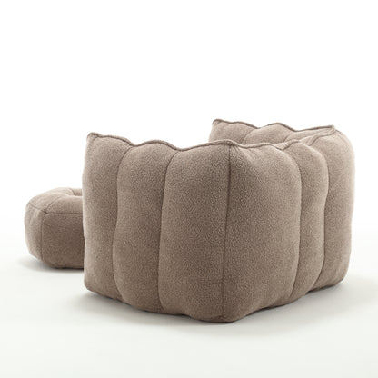 Soft Bean Bag Chair with Footstool Beige