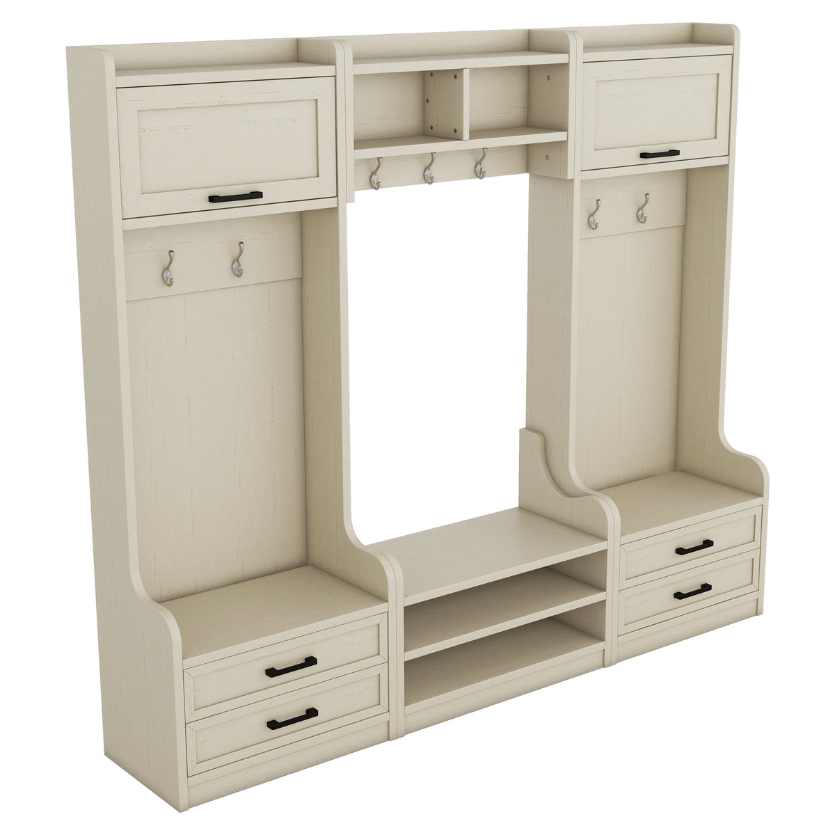 Hall Tree Cabinet Beige