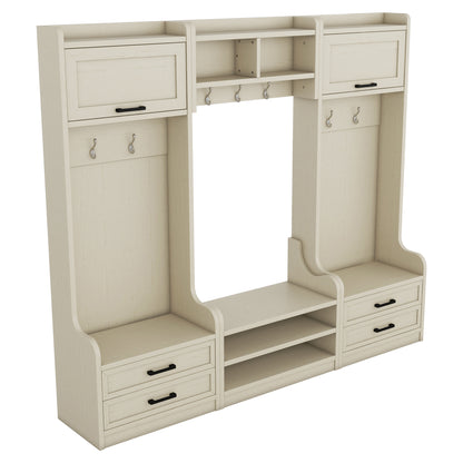 Hall Tree Cabinet Beige