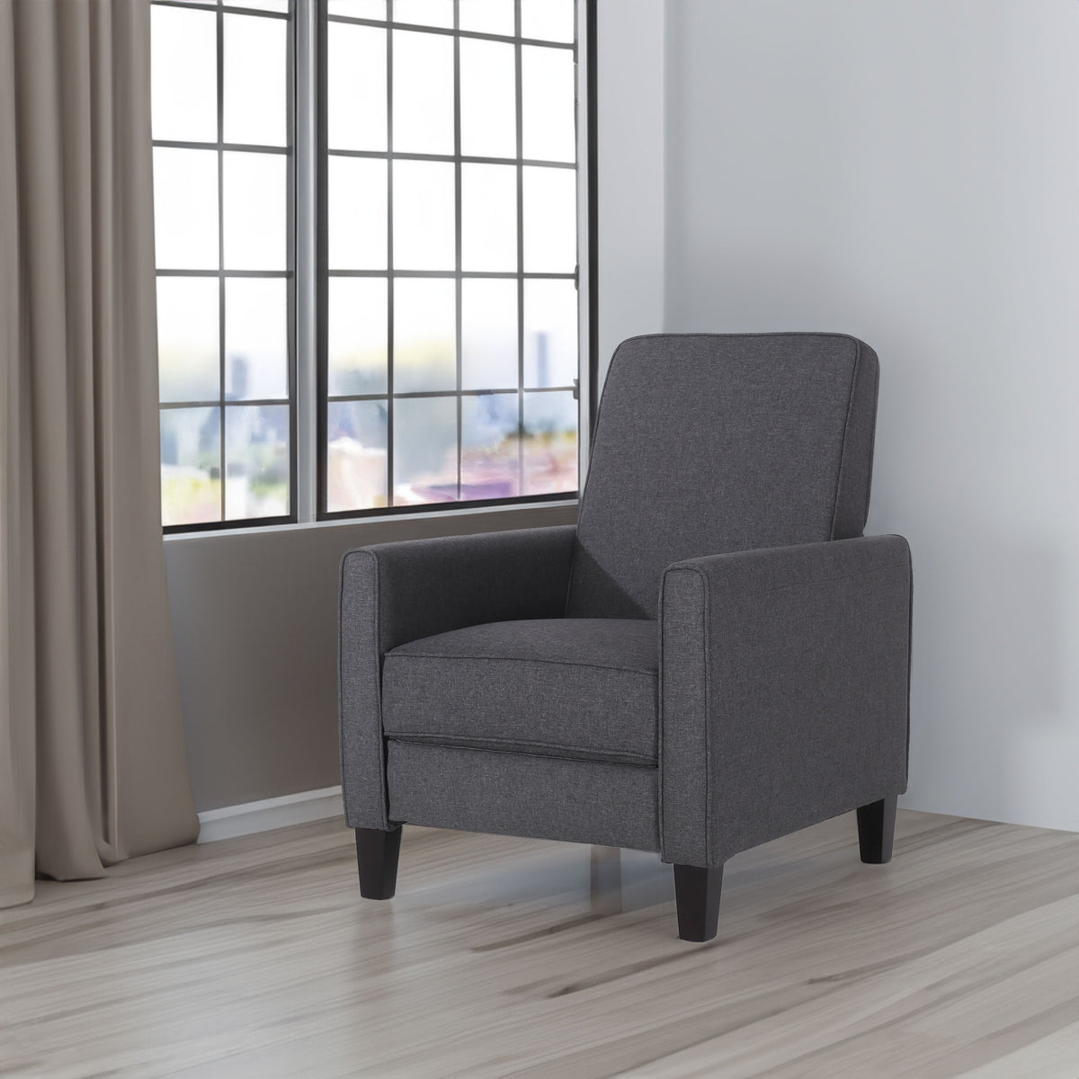 Smoke Fabric Push Back Recliner Gray