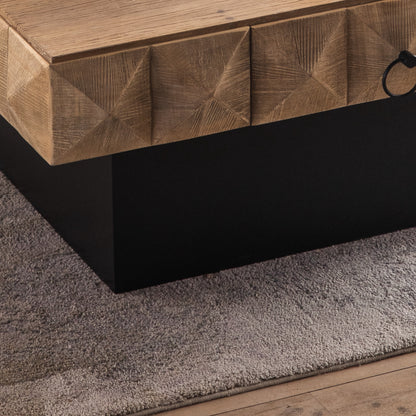 Retro Coffee Table with Drawers and Marble Top