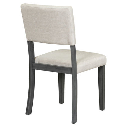 Dark Gray 5-Piece Round Dining Set – Solid Wood Table with Upholstered Chairs