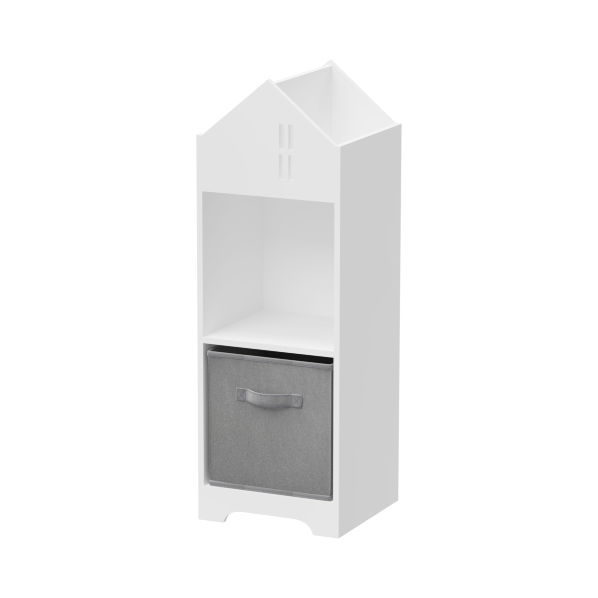 Two-Tier Storage Bookcase – White and Grey Playhouse Edition