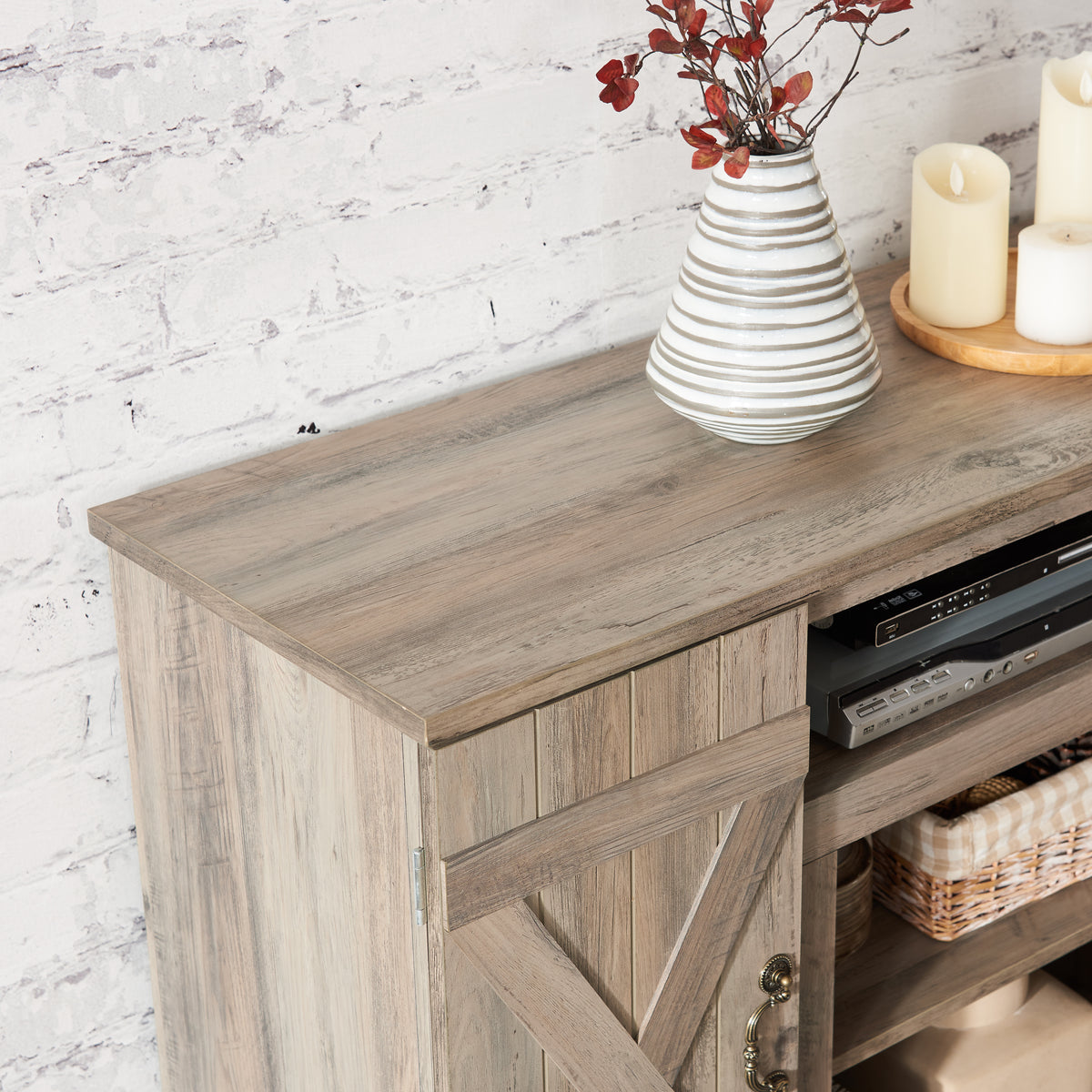 Farmhouse TV Stand Gray Wash