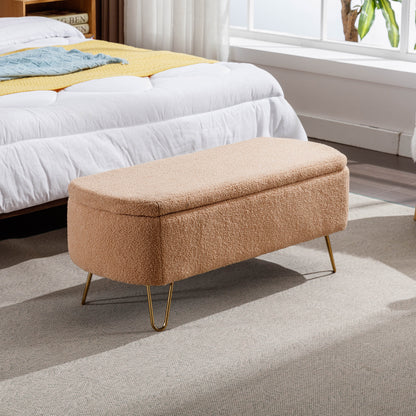 Camel Ottoman Bench with Gold Legs