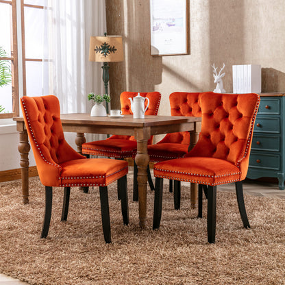 Nikki Tufted Linen Dining Chair Set (2 pcs) – Orange