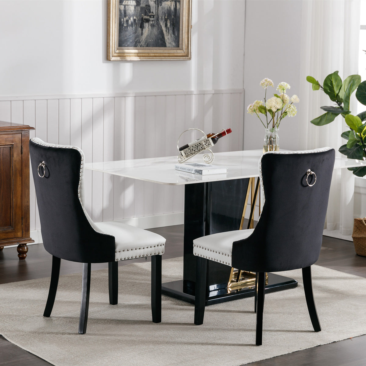 Modern PU Dining Chairs Set of 2 White