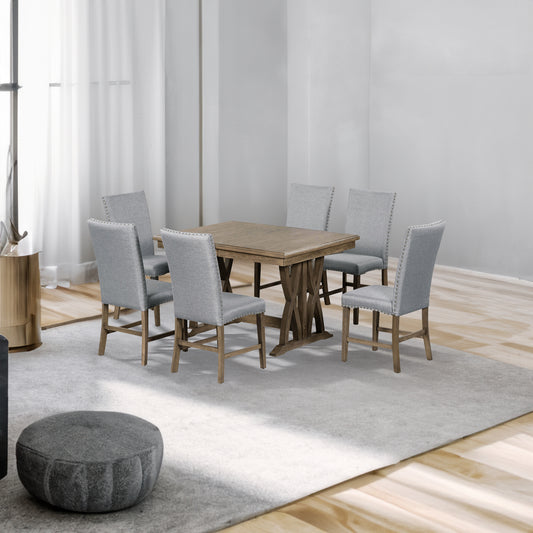 Dining Set with Cushioned Chairs Brown