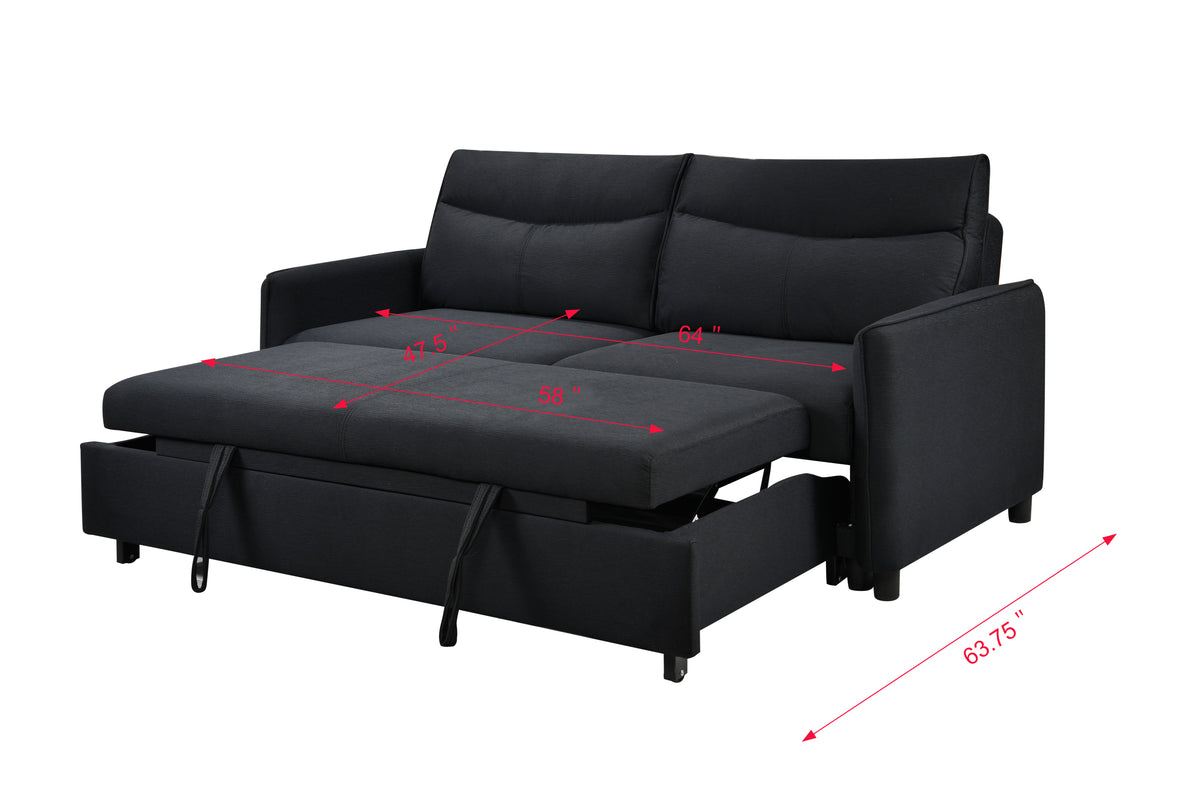 Convertible Sofa Bed with Pullout Black