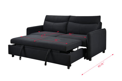 Convertible Sofa Bed with Pullout Black