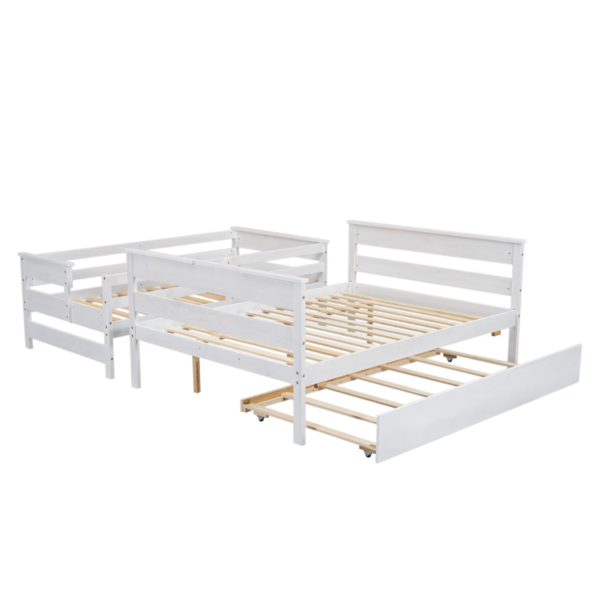 Twin-Full Bunk Bed with Trundle – White