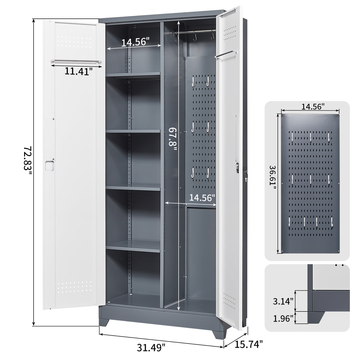 Industrial Metal Storage Cabinet with Lockable Doors