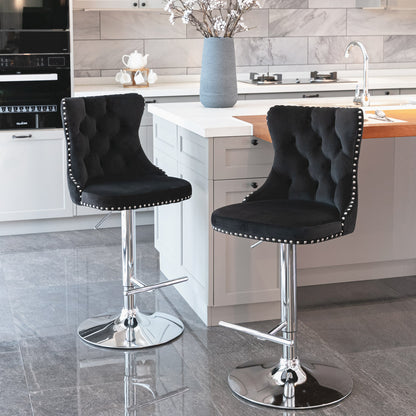 Modern Chrome Bar Stool Set (2 pcs) – Black