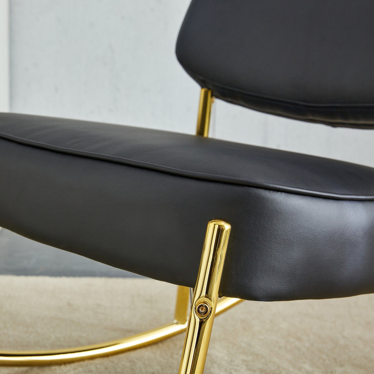 PU Leather Rocking Chair – Gold Metal Legs