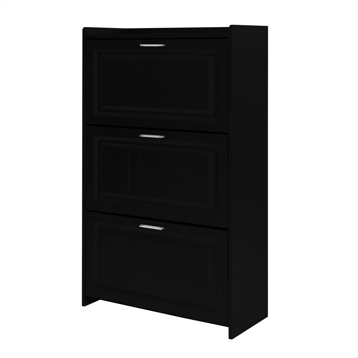 U-Can Black Shoe Storage Cabinet with 3 Flip Drawers