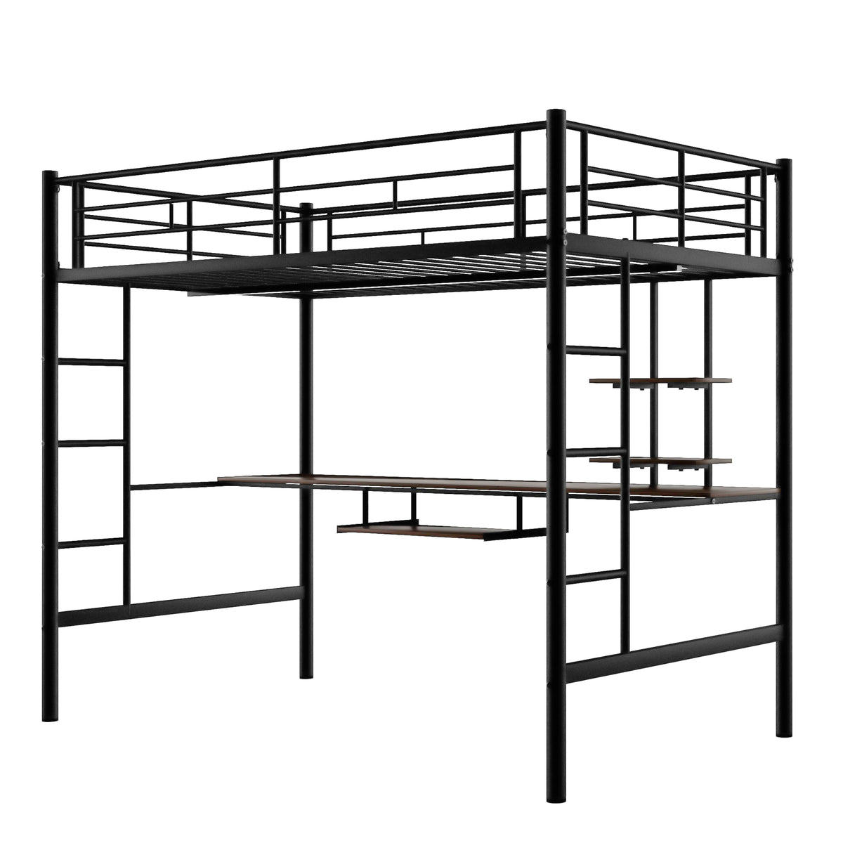 Loft Bed with Desk and Shelf Black
