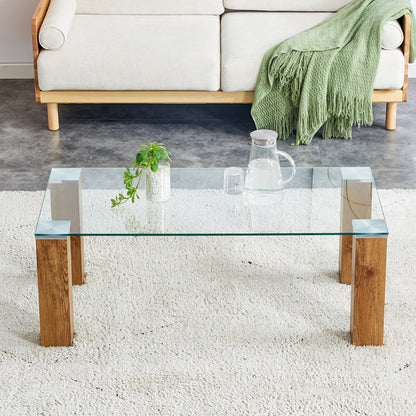 Glass-Top Coffee Table Set of 2 Transparent