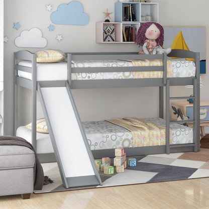 Twin Over Twin Bunk Bed with Slide Gray