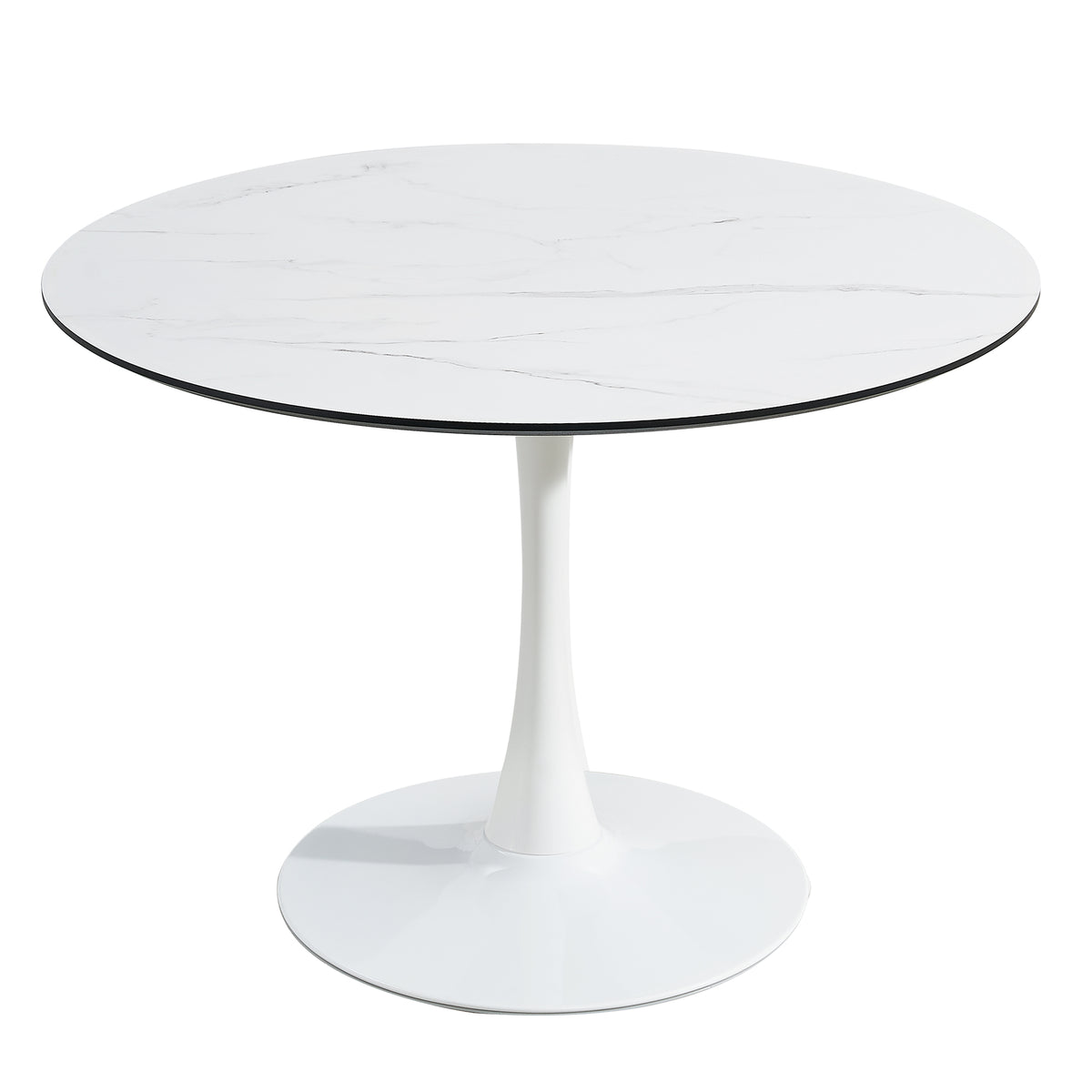 Tulip Round Marble Dining Table White
