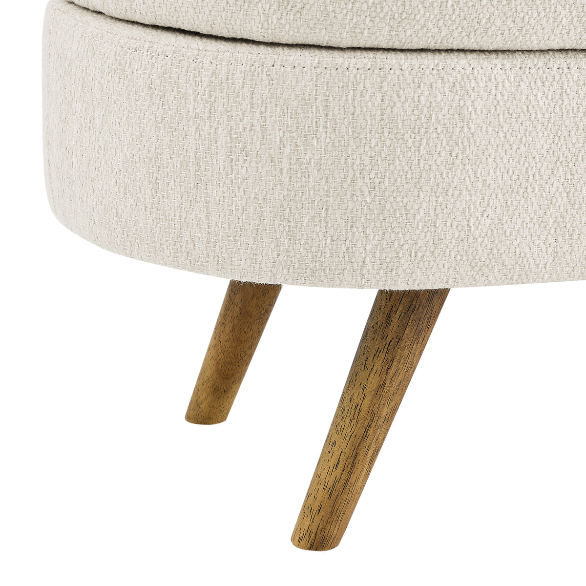 Oval Lift-Top Storage Ottoman – Beige