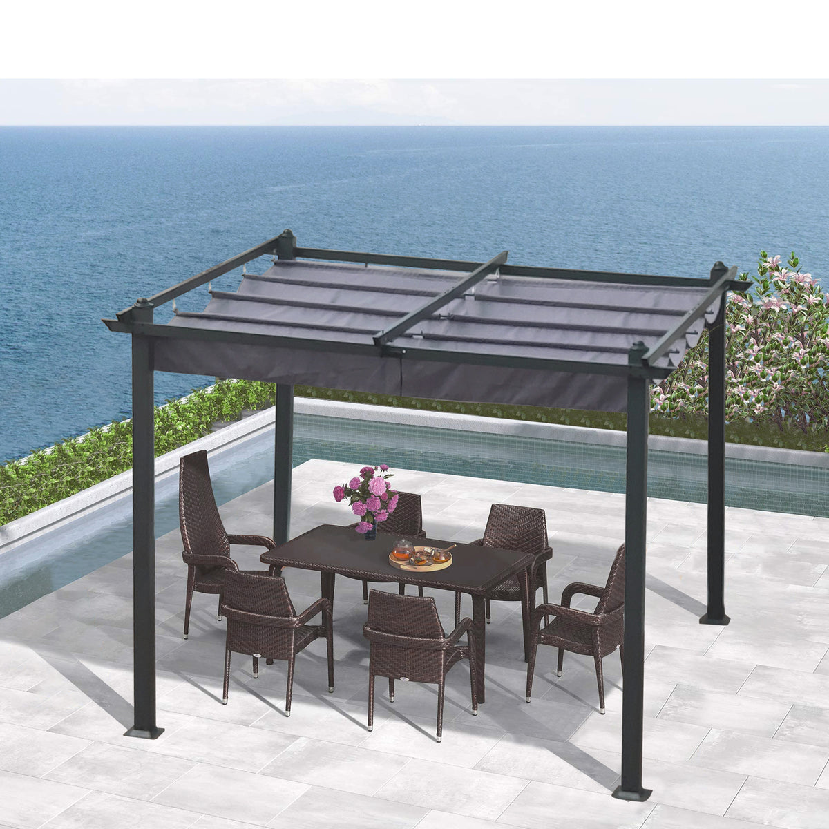 Outdoor Retractable Pergola Gray