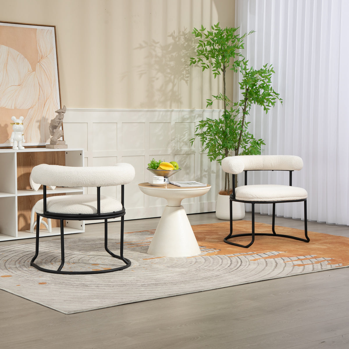 Boucle Dining Chairs Set of 2 Beige