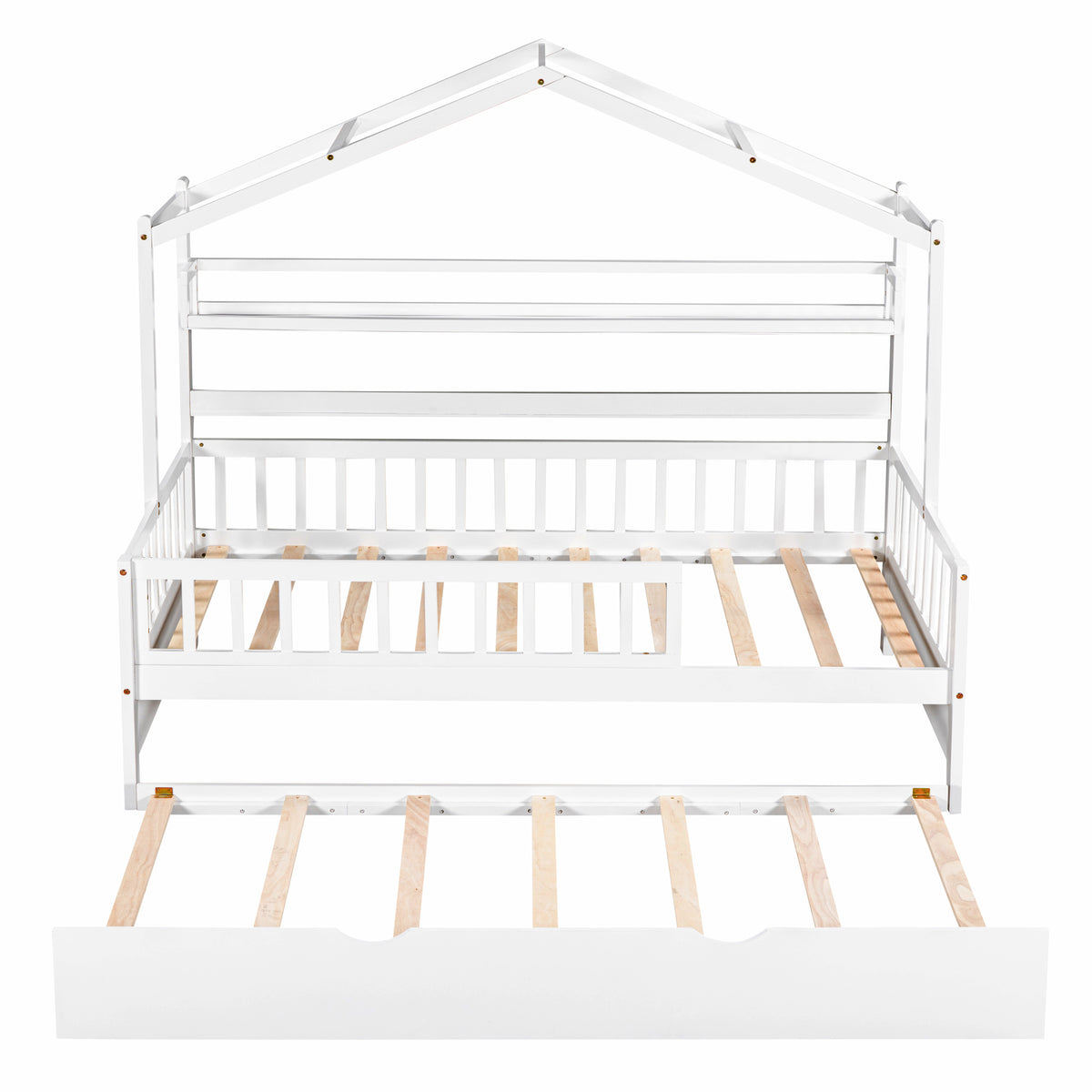Twin House Bed with Trundle White