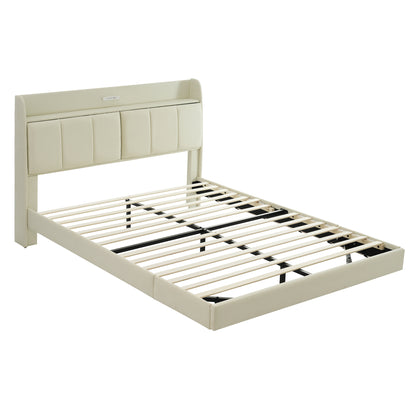 Platform Bed with Sensor Light and USB Beige