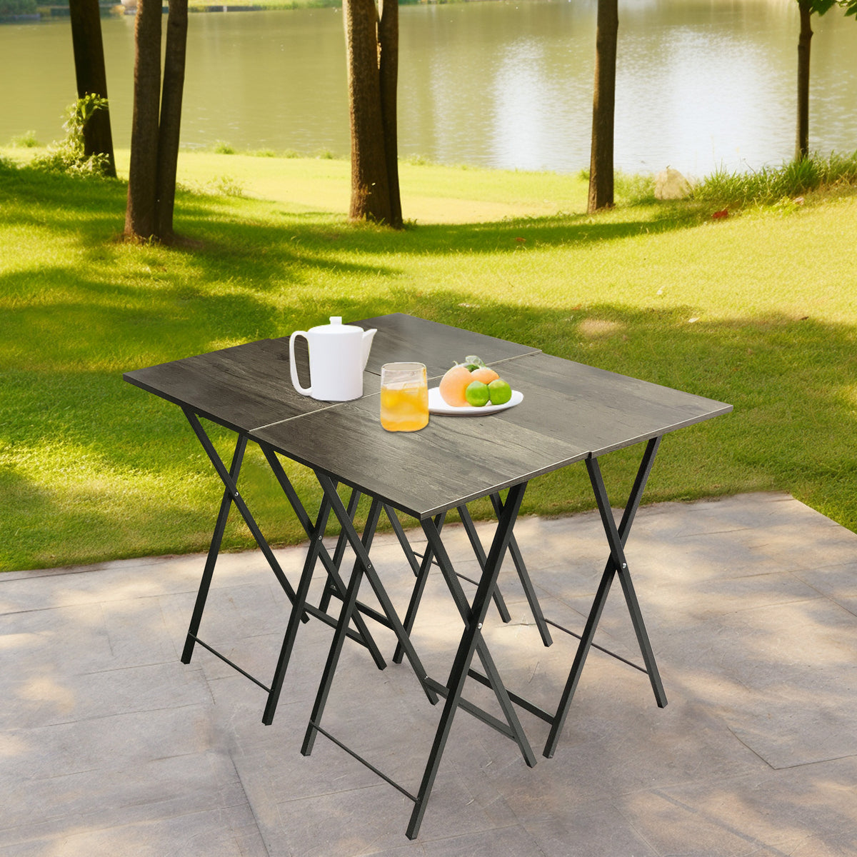 Compact Folding Snack Table Set – Gray