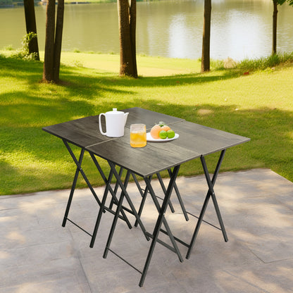 Compact Folding Snack Table Set – Gray