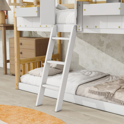 Twin House Bunk Bed Natural White