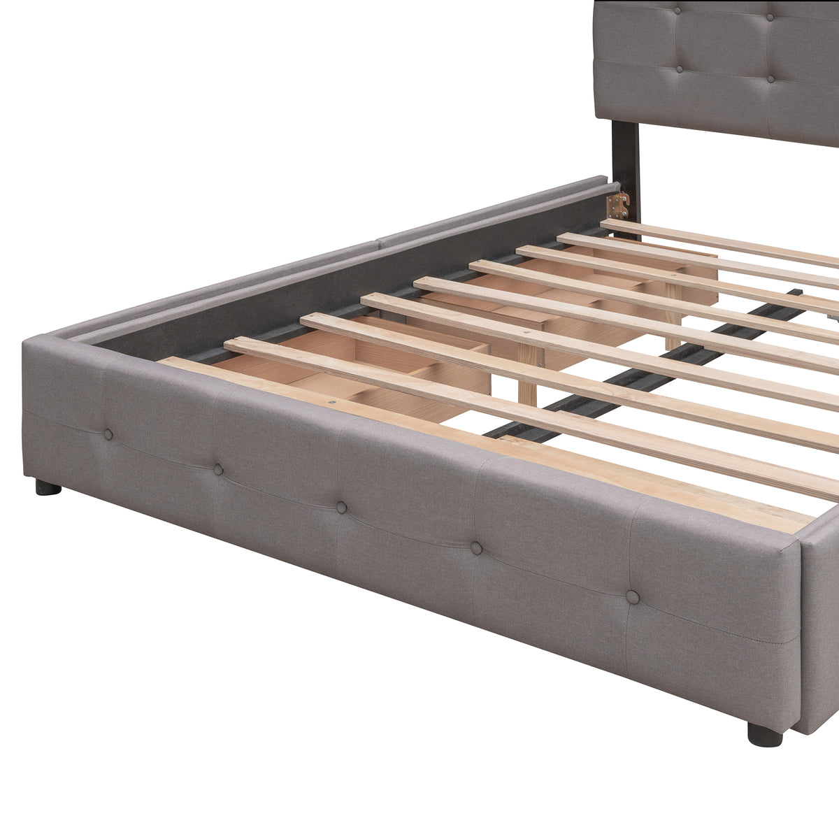 Upholstered Platform Bed Queen Light Gray