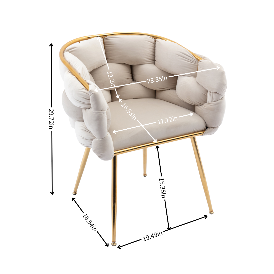Leisure Velvet Lounge Chair – Beige