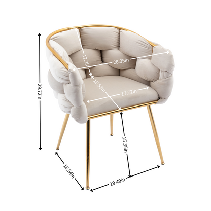 Leisure Velvet Lounge Chair – Beige