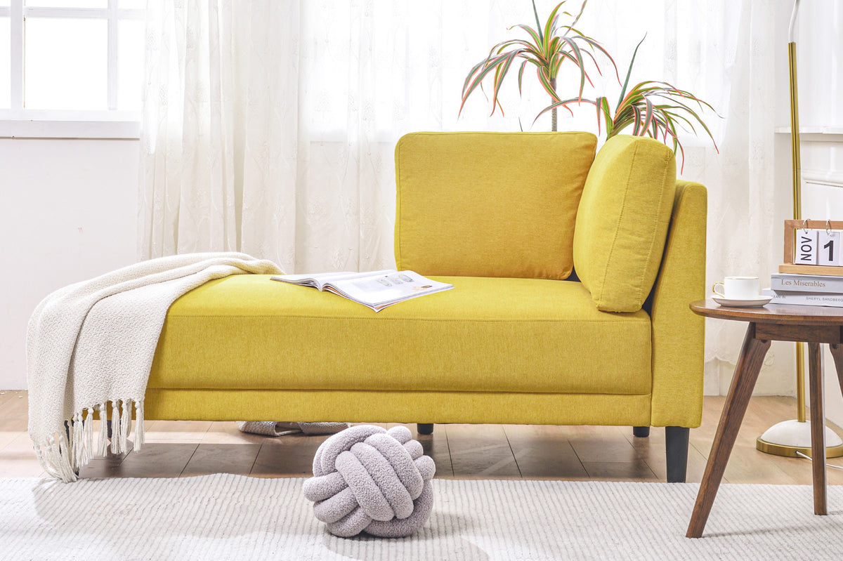 Mid-Century Fabric Chaise Lounge Beige