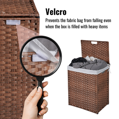 Brown Laundry Hamper with Lid and 2 Removable Bags