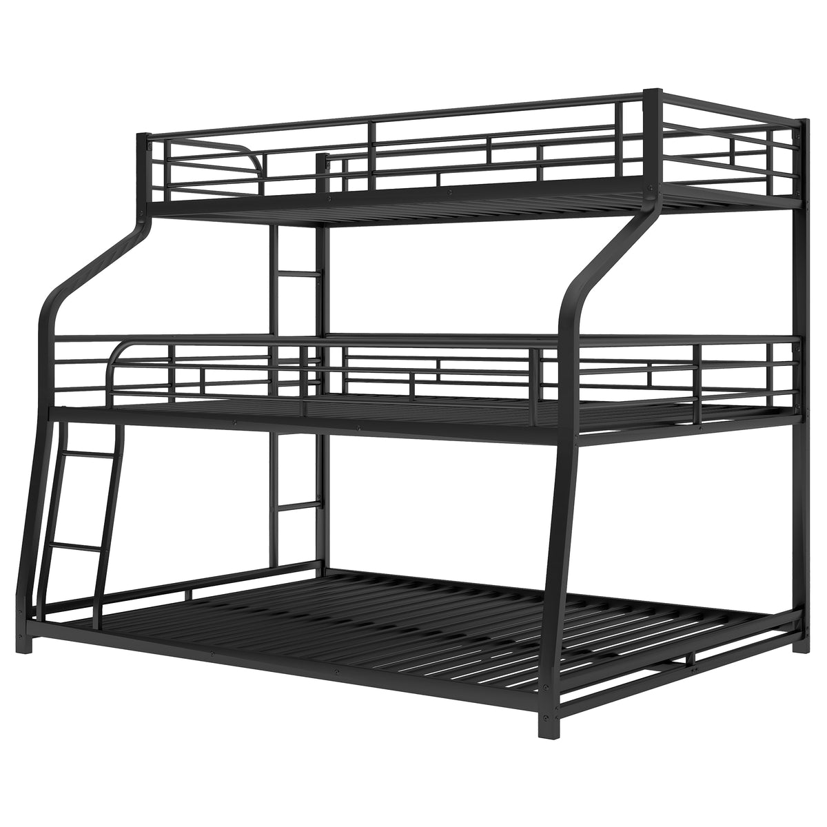 Metal Bunk Bed Triple Tier Black