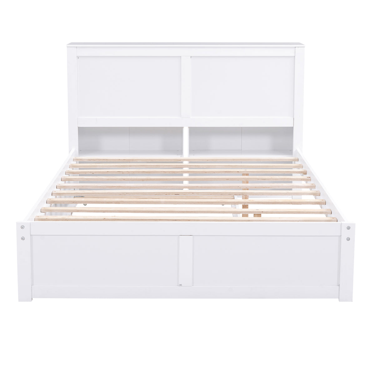 Full Storage Platform Bed with Trundle White