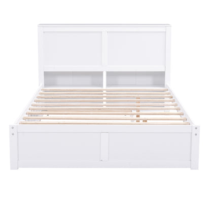 Full Storage Platform Bed with Trundle White