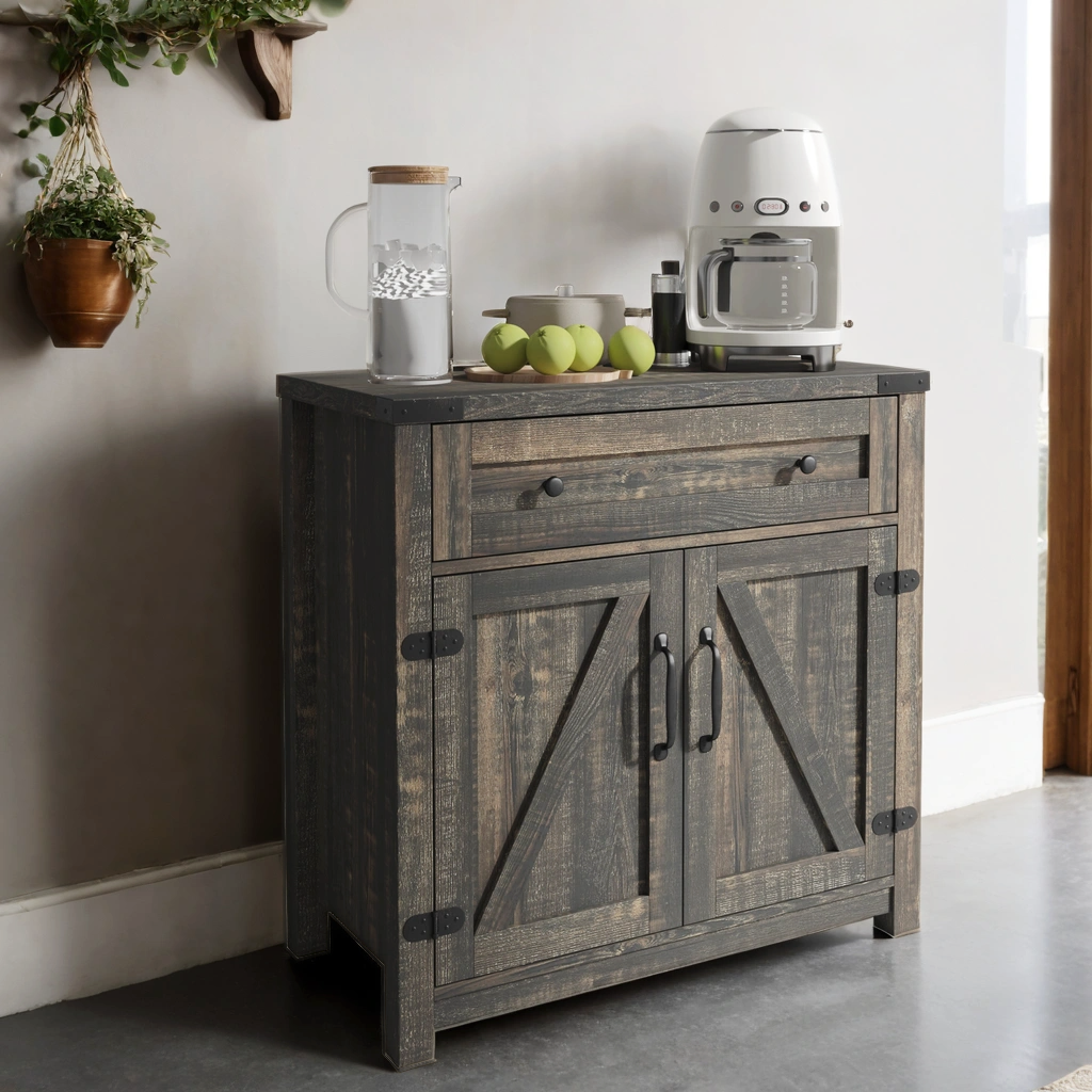 Farmhouse Accent Cabinet Black Pine