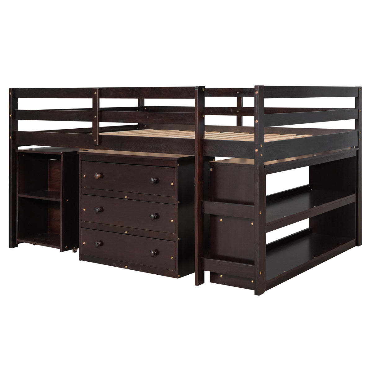 Full Loft Bed with Cabinet Espresso