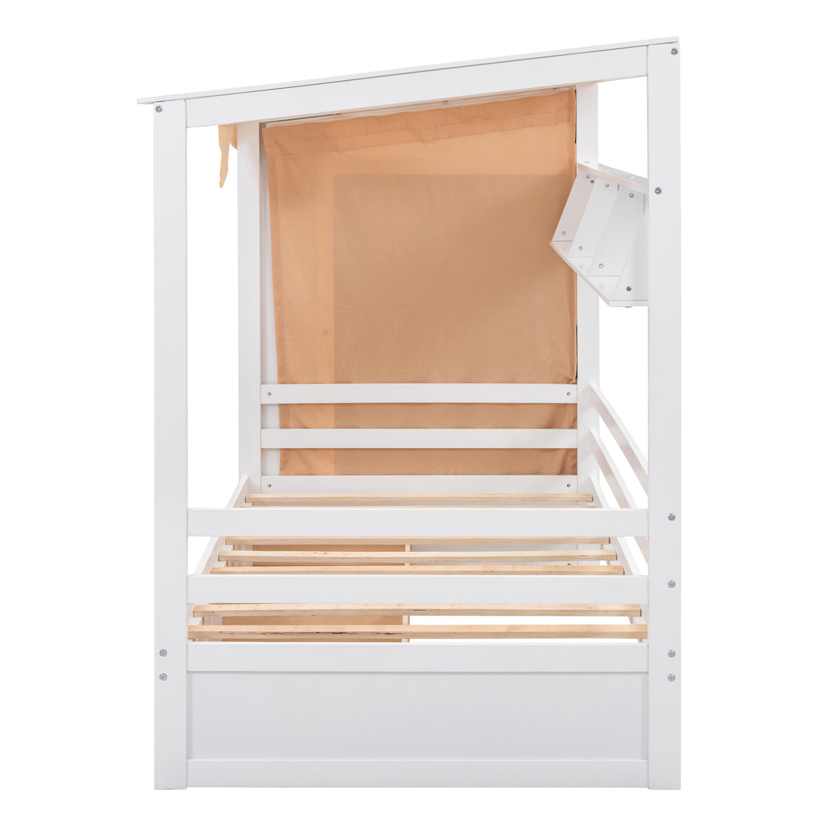 Twin House Bed with Wardrobe White