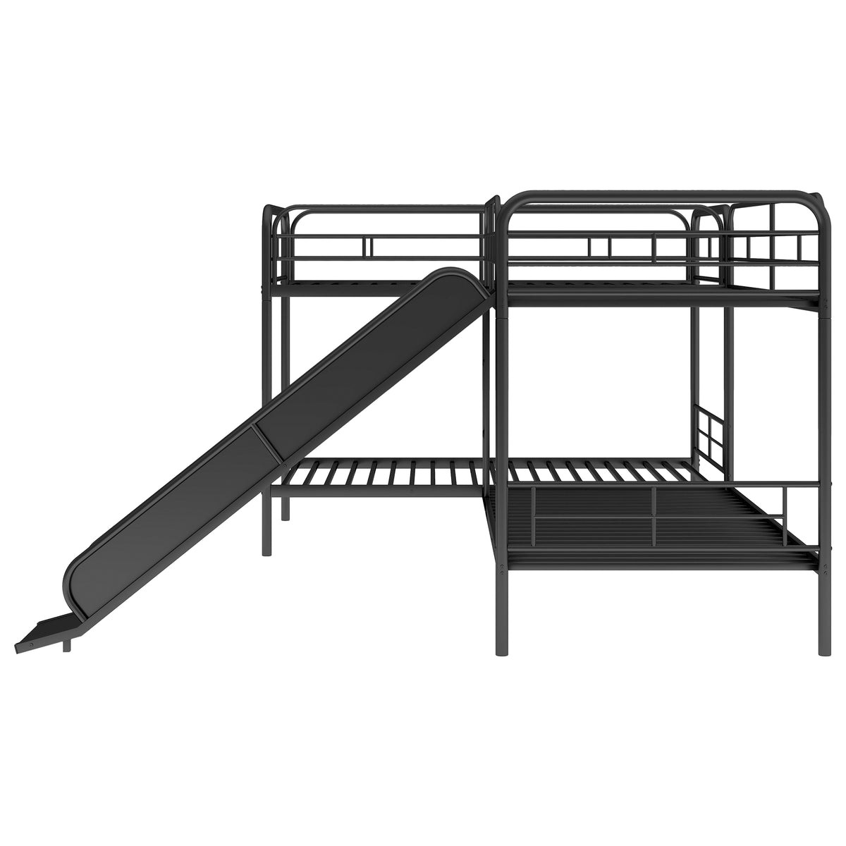 Twin L-Shaped Bunk Bed Black