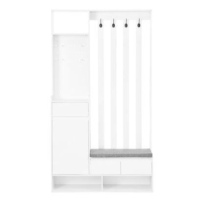 Hall Tree Shoe Cabinet – White Finish