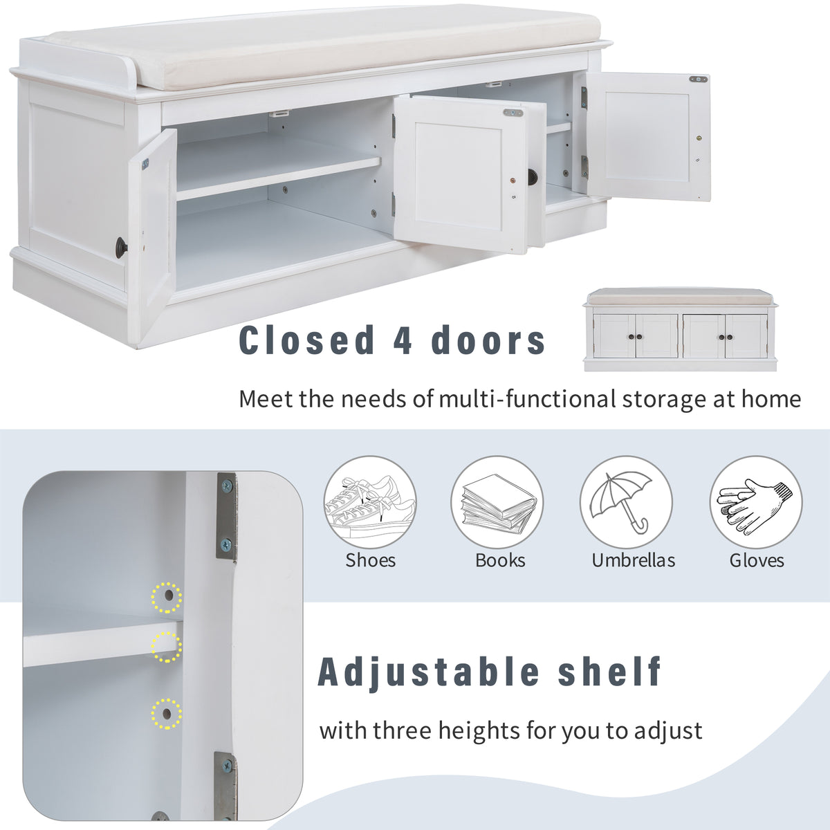 Adjustable Storage Bench Table